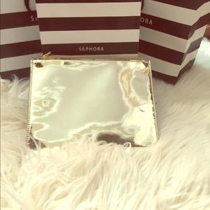 NEW. GOLD! Makeup bag/clutch